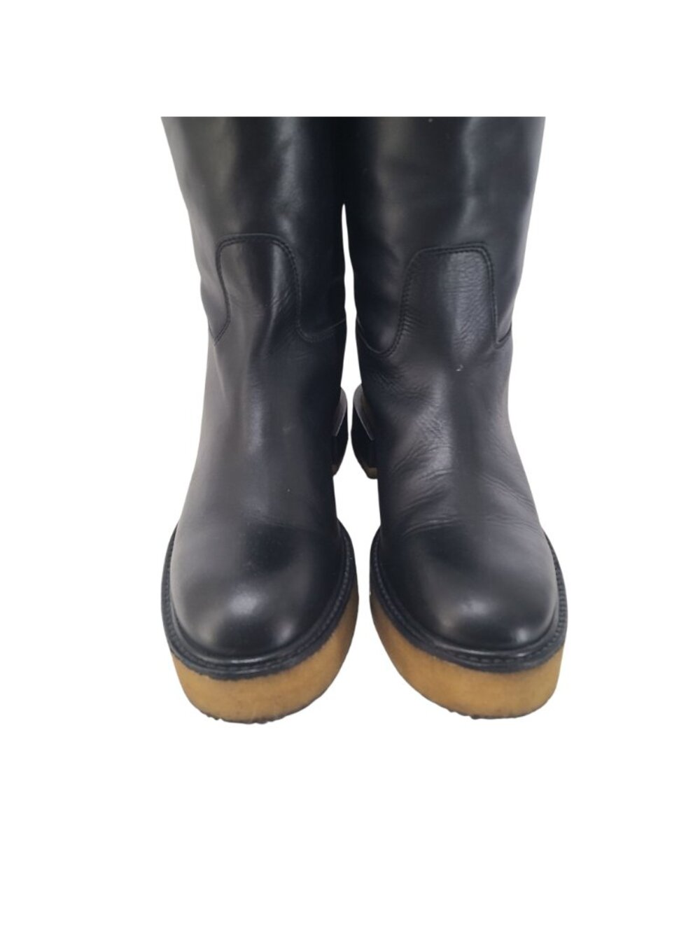 FRAME Black Leather Le Canon Noir Knee High Boots Black Size 11Classic - Picture 3 of 13